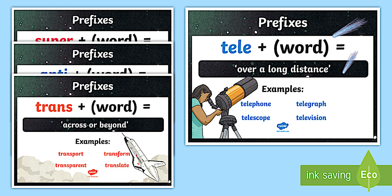Space Themed Prefix Display Posters (teacher made) Twinkl