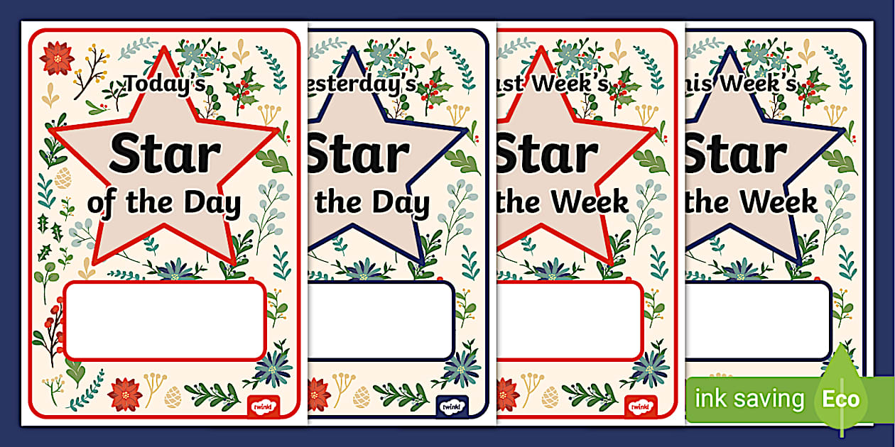 👉 Winter Botanical Themed Star of the Day and Week Display Posters