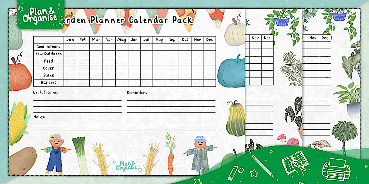 Garden Planner Calendar Pack Twinkl Plan Organise