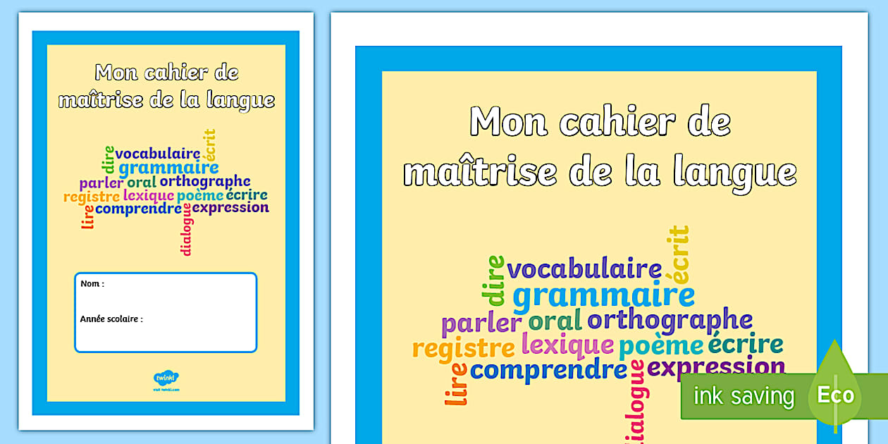 Couverture de cahier : Cahier de maîtrise de la langue
