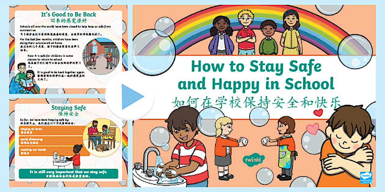 How to Stay Safe and Happy in School PowerPoint KS1 - English/Mandarin ...