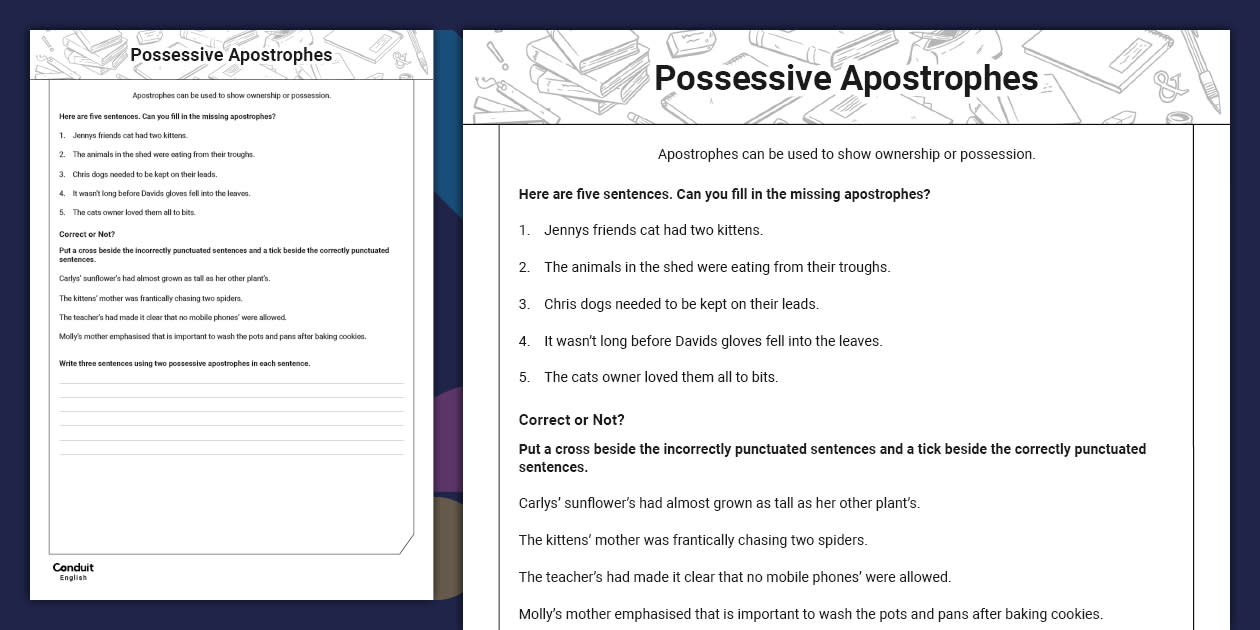 Possessive Apostrophes Worksheet (teacher made) Twinkl