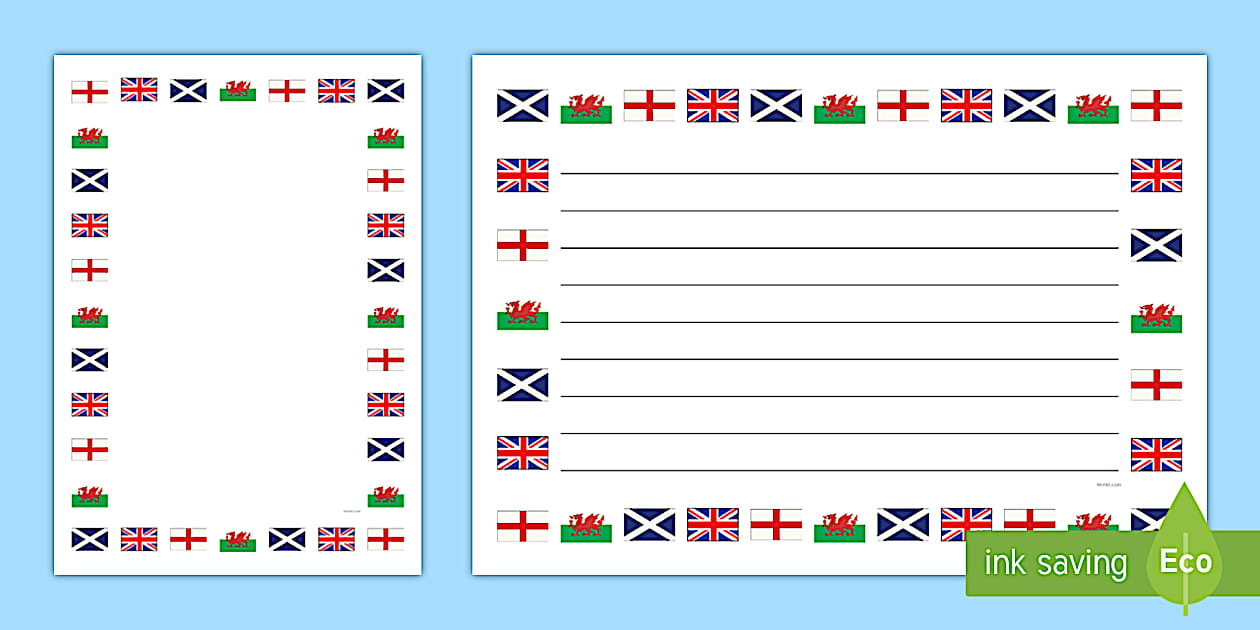Flags of the United Kingdom Page Border Pack - St Georges Flag Portrait