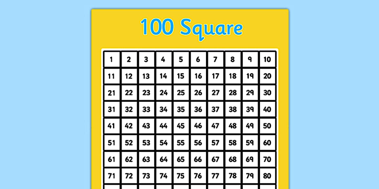 Printable 100 Square Grid - Primary Resources - Twinkl