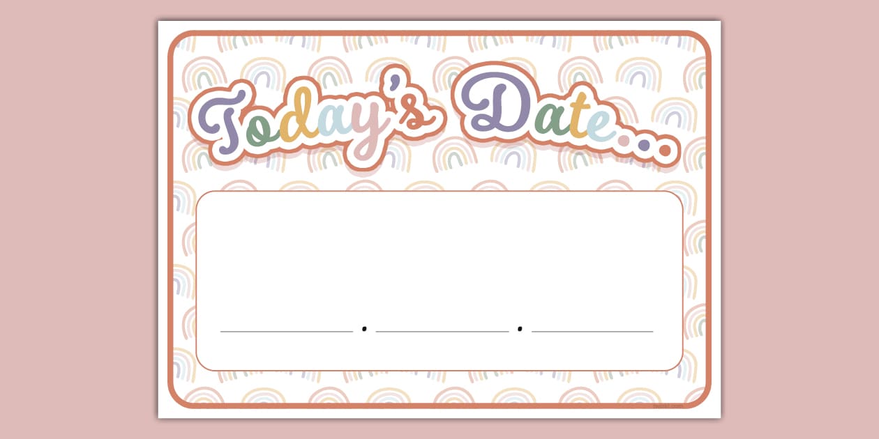 Muted Rainbow Themed Short Date Display Poster - Twinkl