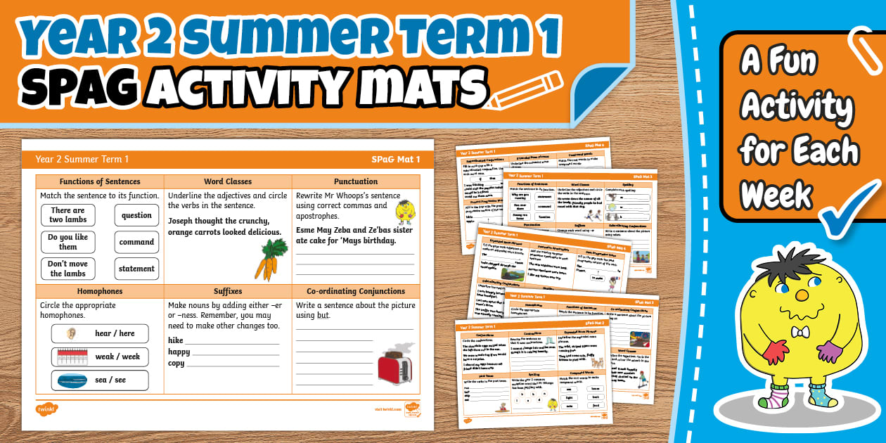Year 2 Summer Term 1 SPaG Activity Mats - Twinkl - KS1