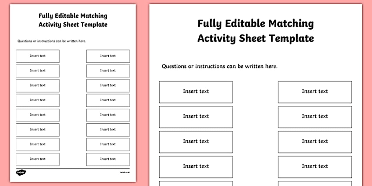 Editable Matching Worksheet Template Twinkl (teacher made)