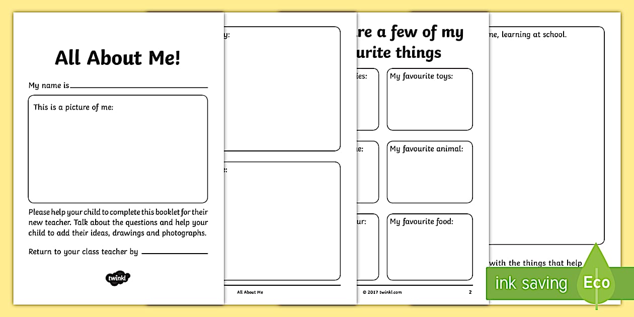 All about Me EYFS to Year 1 Transition Booklet for new class