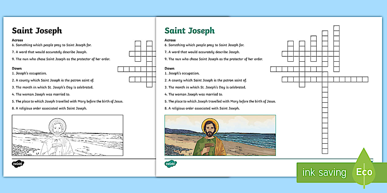 Saint Joseph Crossword (Hecho por educadores) Twinkl