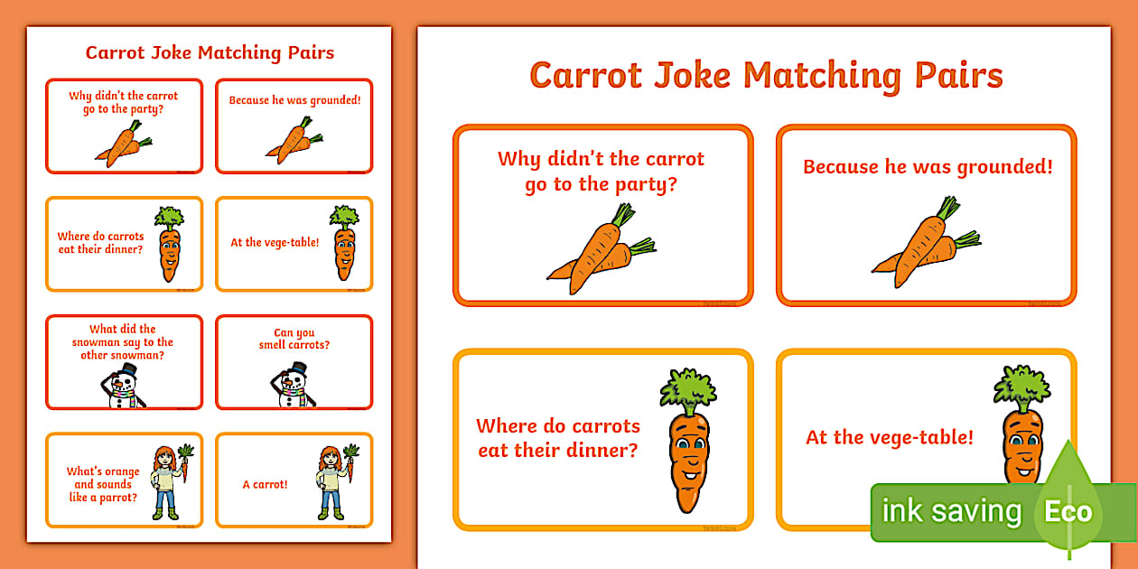 Carrot Riddle Carrot Joke Matching Pairs (teacher made) - Twinkl