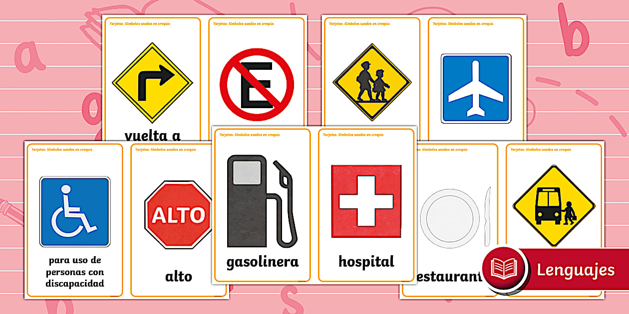 Símbolos usados en croquis - tarjetas - Twinkl