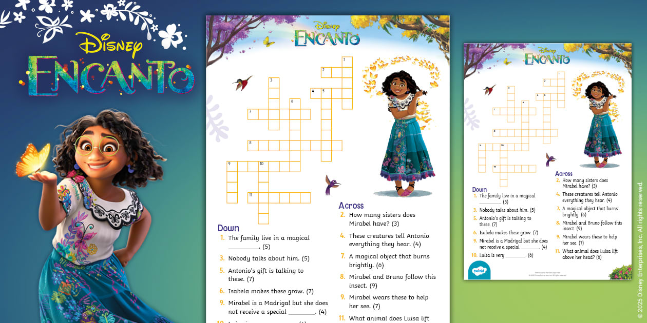 Disney s Encanto Crossword Printable Puzzle Twinkl