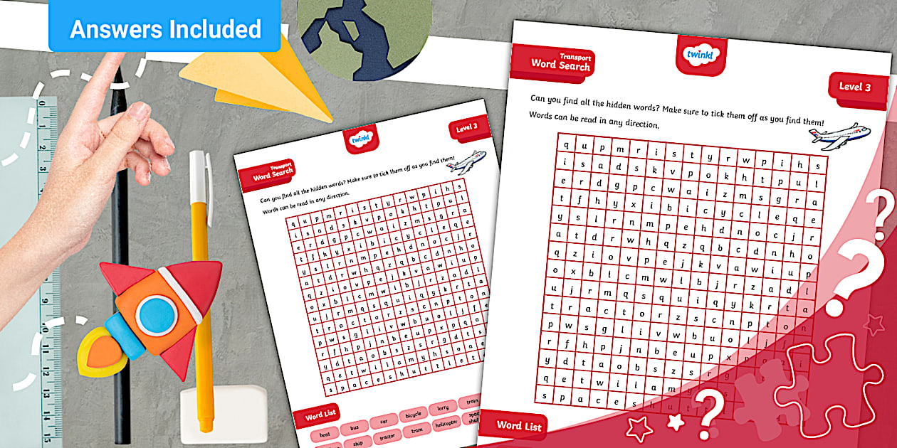 Transport Themed Fun Word Search Puzzle - L3 - Twinkl