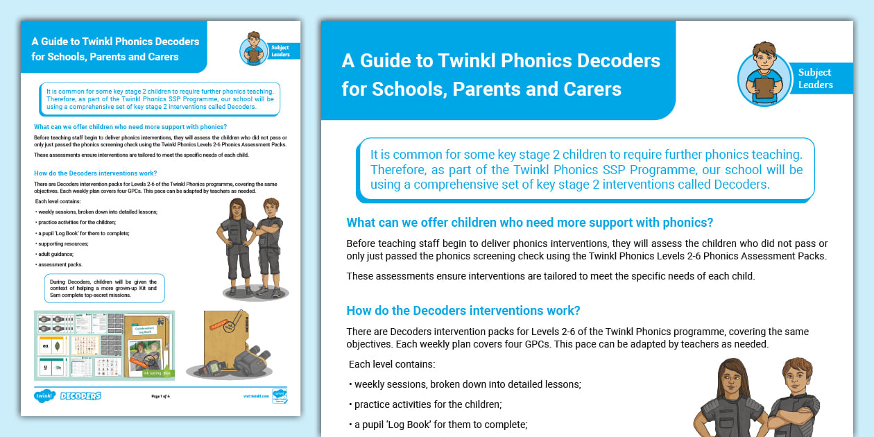 Introduction to KS2 Decoders for Parents and Carers Handout