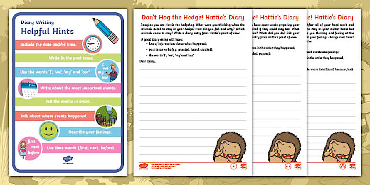 Don't Hog the Hedge! Diary Writing Frames Resource Pack
