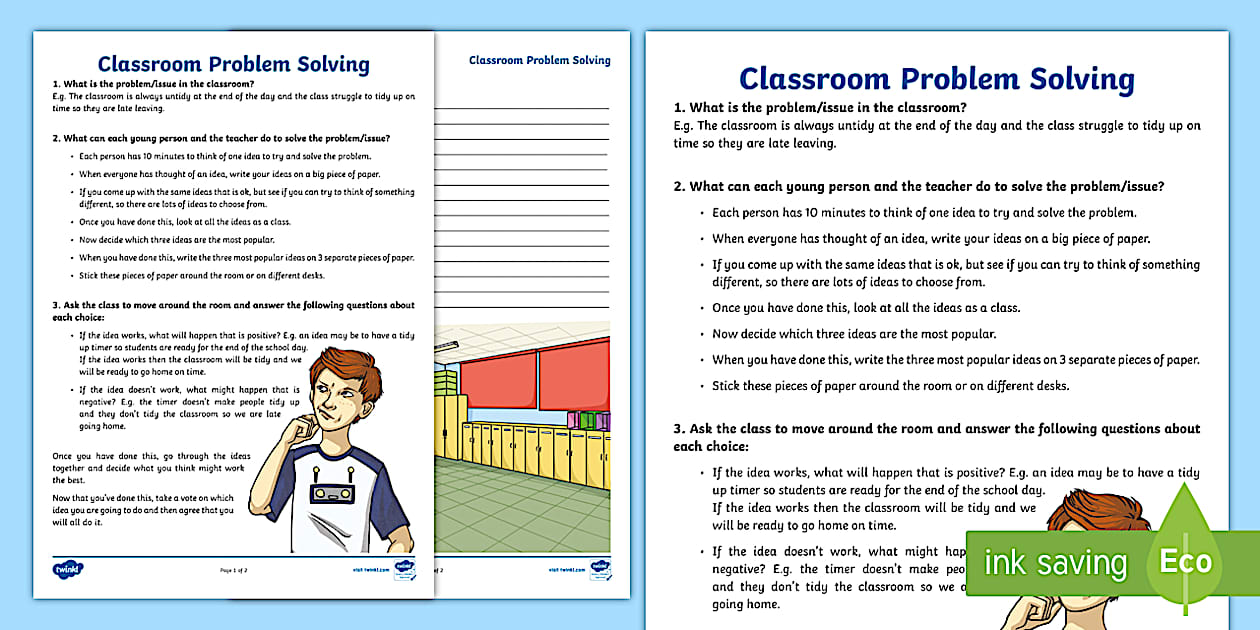 Classroom Problem Solving Worksheet (teacher made) - Twinkl