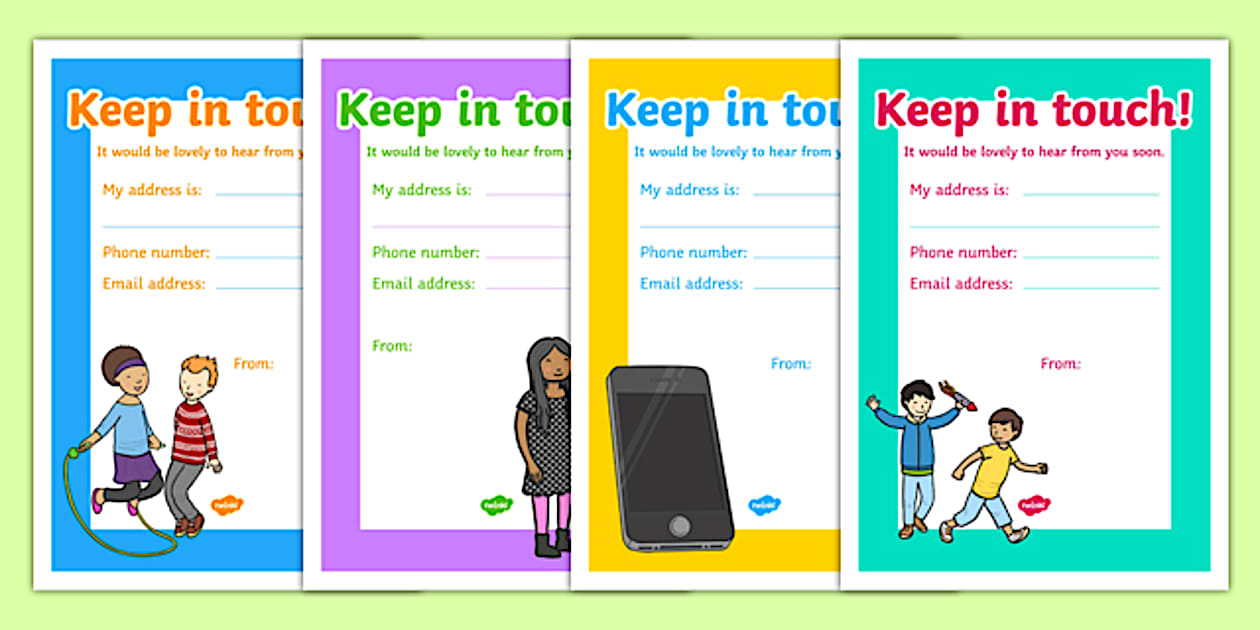 Editable Keep in Touch cards (teacher made) Twinkl