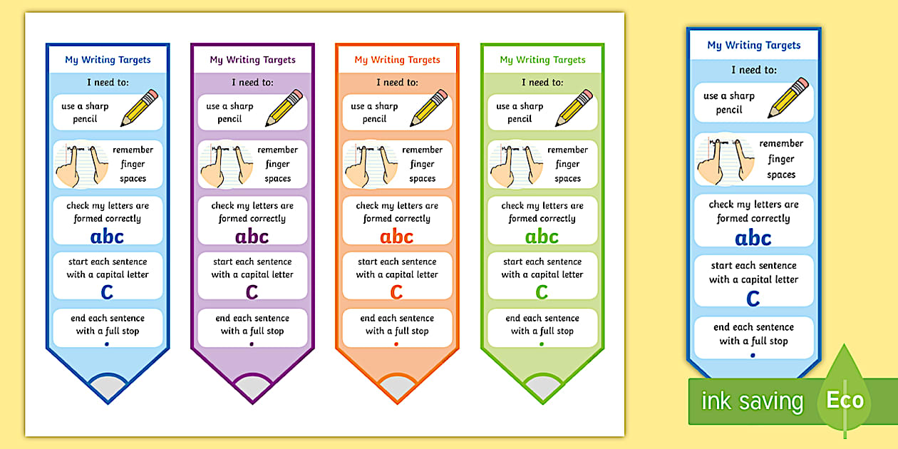 Editable CfE Early Level Ready for Writing Bookmarks