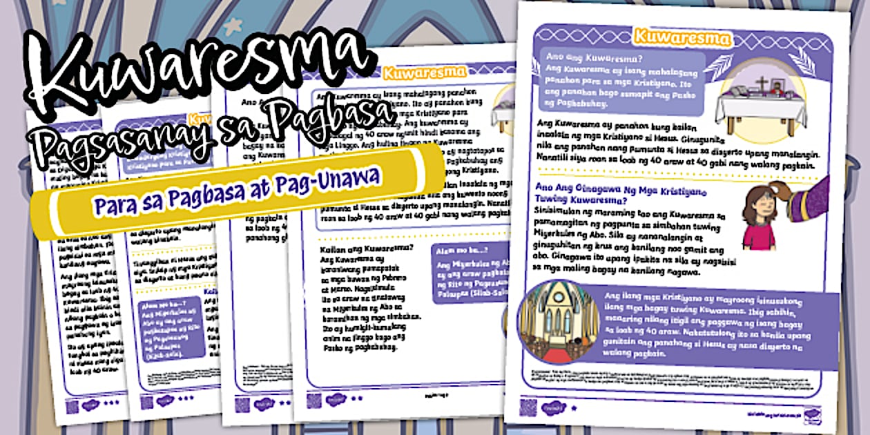 Kuwaresma: Mga Pagsasanay Sa Pagbasa | Twinkl PH