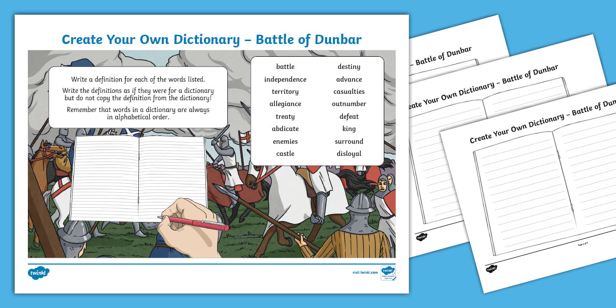 Battle of Dunbar Create Your Own Dictionary (teacher made)