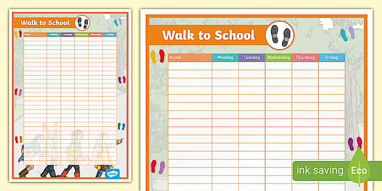 Editable Learning Walk Examples KS2 Editable Walk to School Class Wall Chart - Twinkl
