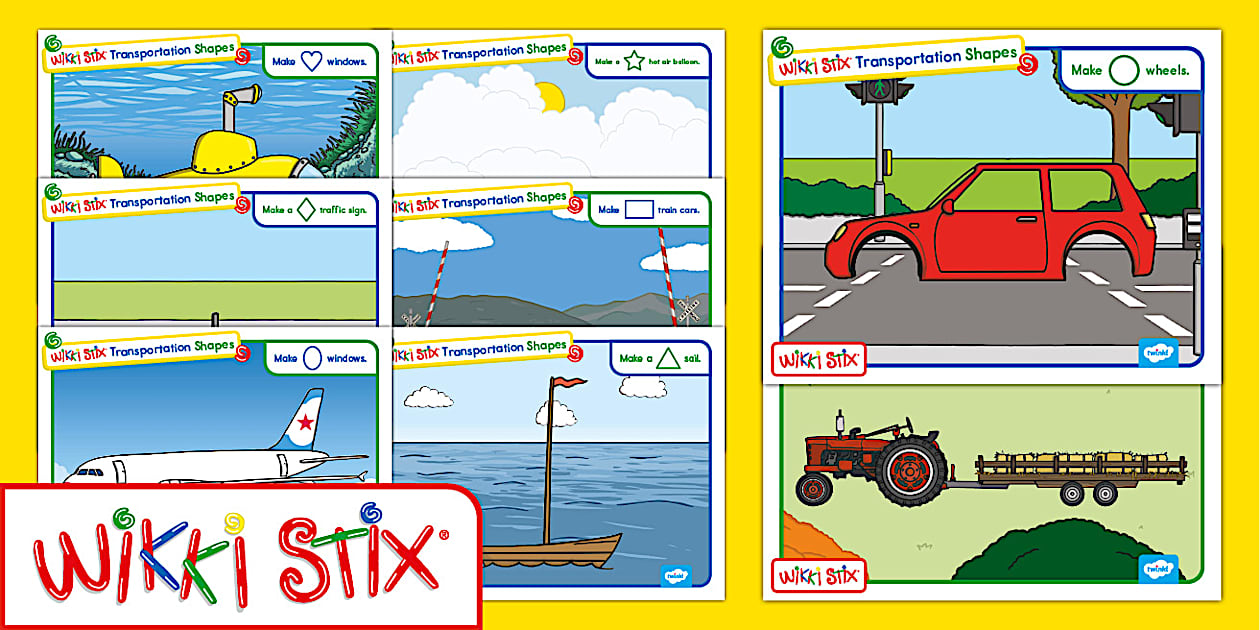 FREE! Wikki Stix Transportation Shapes Activity Mats