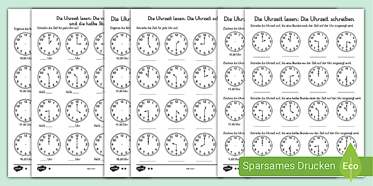  Die Uhrzeit lesen - Arbeitsblätter (dreifach differenziert) Motiv 