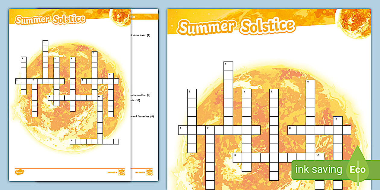 Summer Solstice (Crossword) (l #39 enseignant a fait) Twinkl