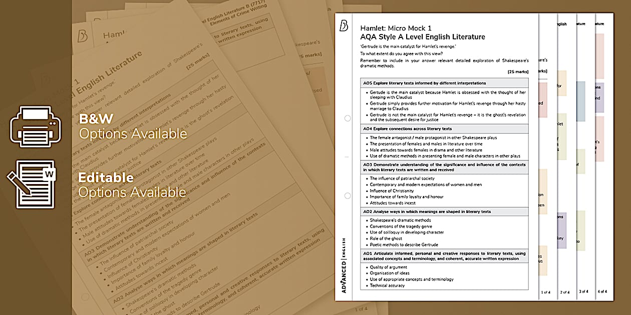 Hamlet Revision Micro Mock 1 Teacher Made Twinkl