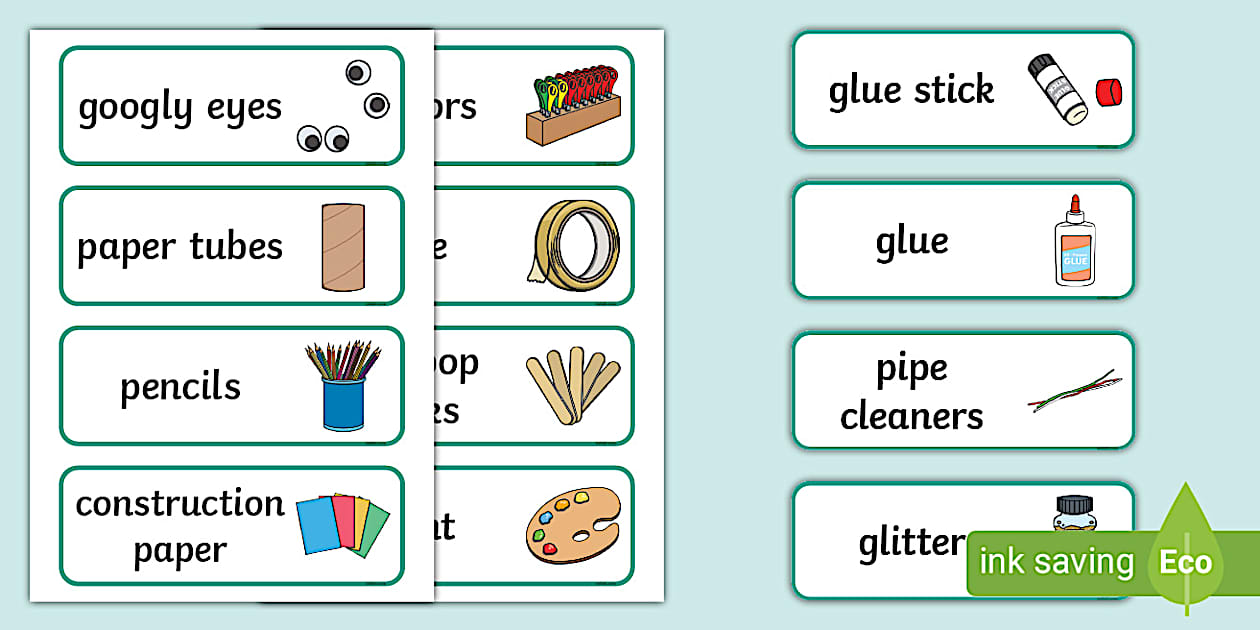Craft Materials Word Cards