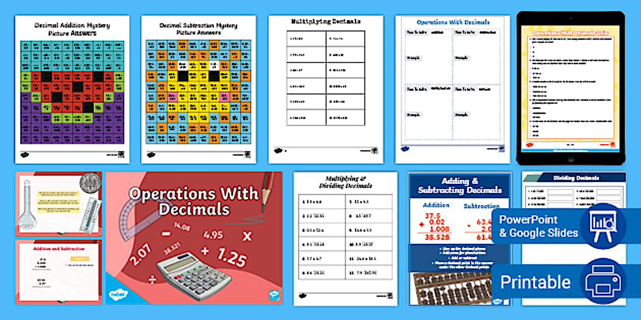 Sixth grade operations with decimals lesson pack twinkl