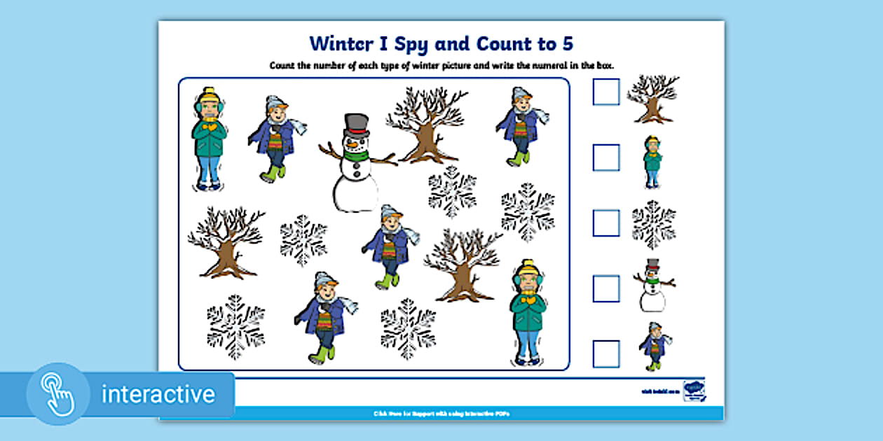 Winter I Spy and Count to 5 Interactive Activity - Twinkl