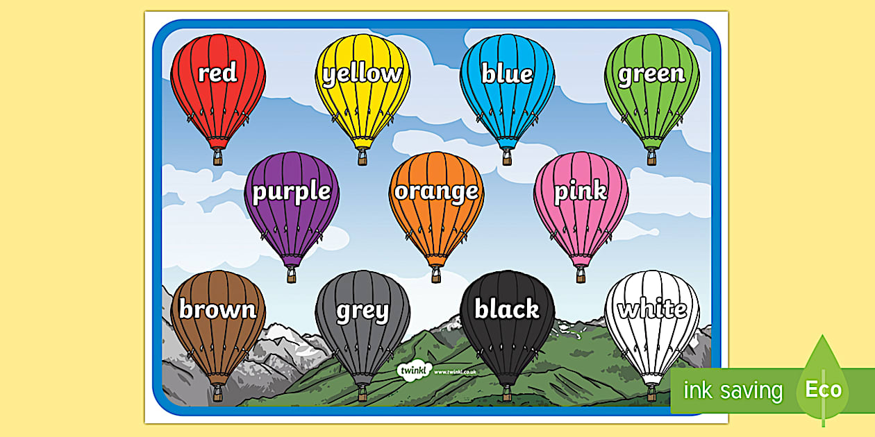 English Colours A4 Display Poster - ESL Colours Resources