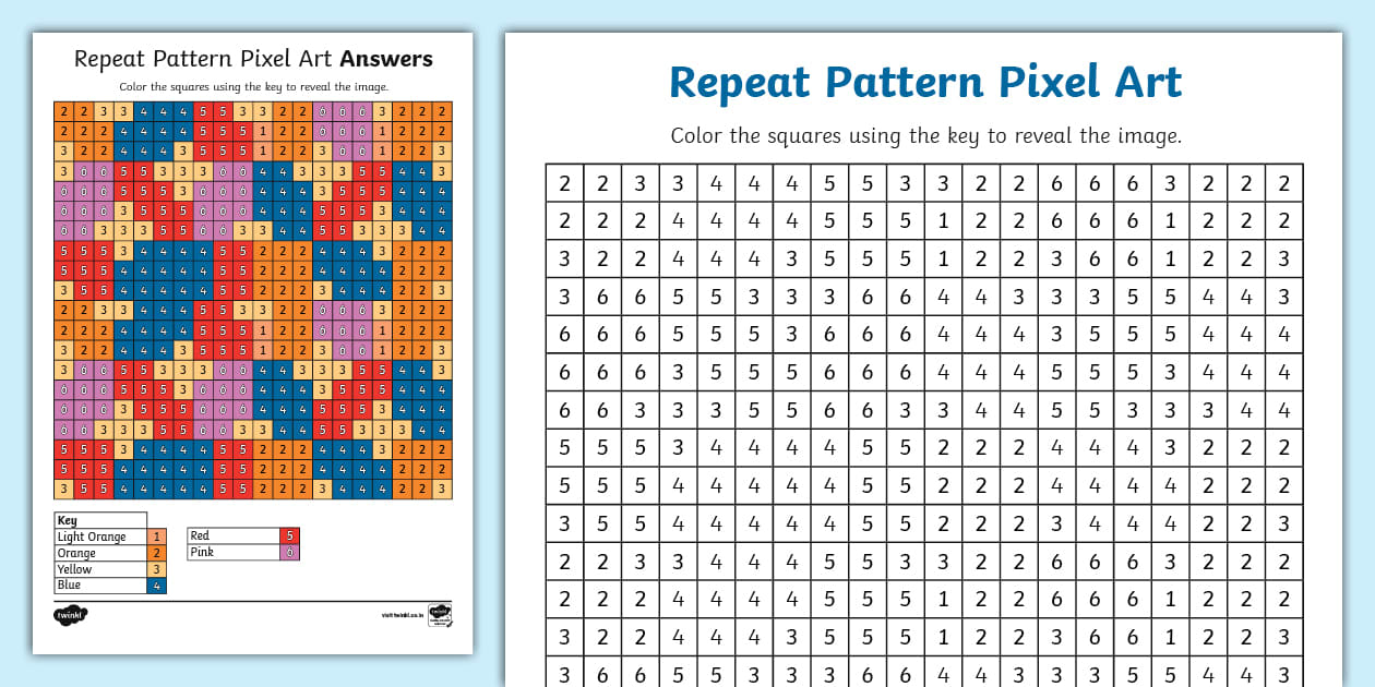 Repeat Pattern Pixel Art Template (teacher made) - Twinkl