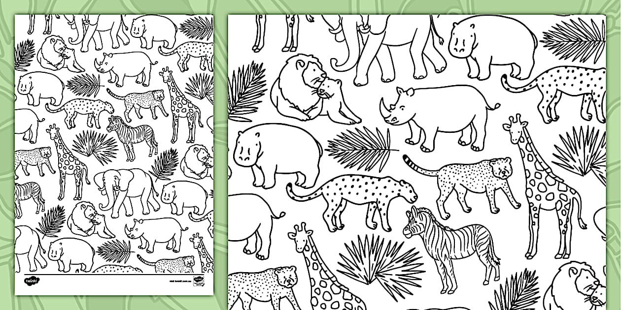 * NEW * Safari Pattern Doodle Colouring Sheet - Twinkl