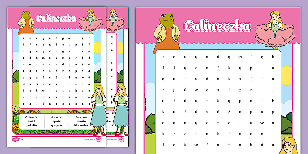 * NEW * Calineczka Karta Pracy | Wykreślanka | Bajki i baśnie