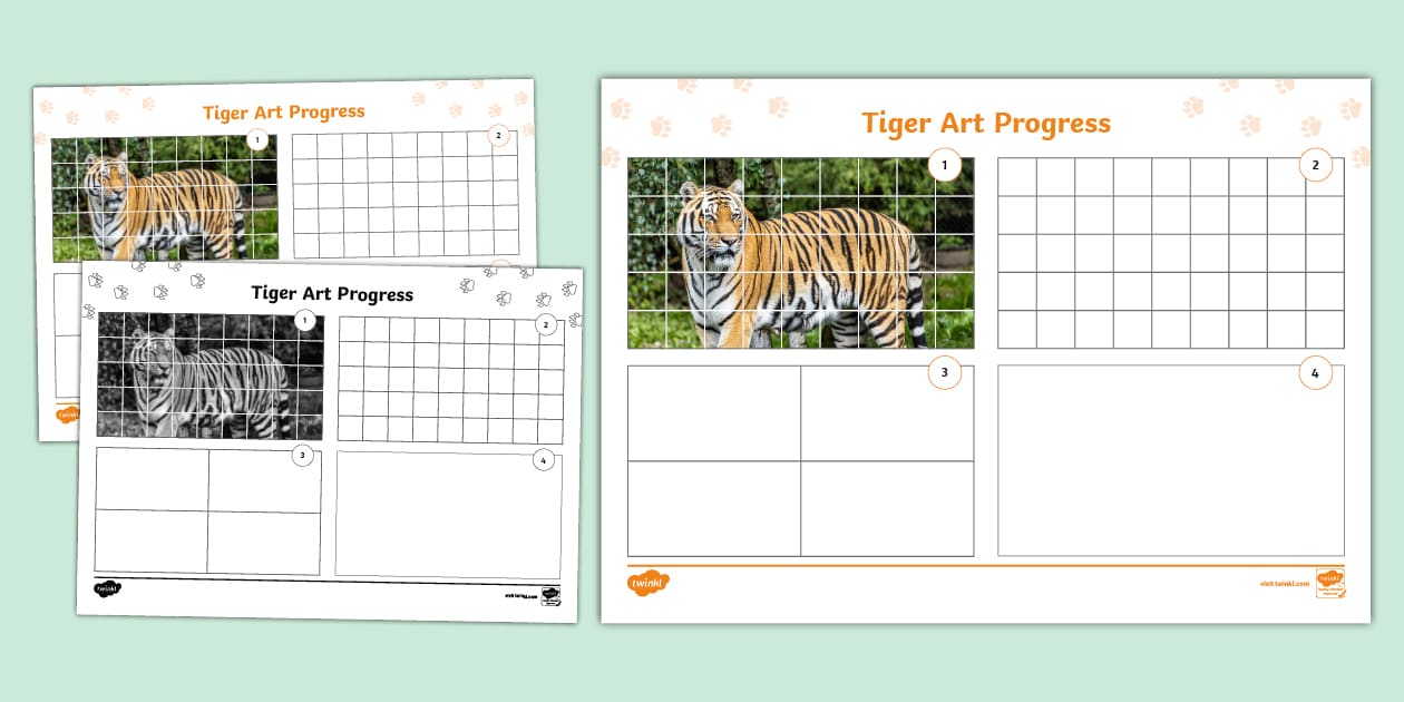 Tiger Art Progress Template (teacher made) - Twinkl