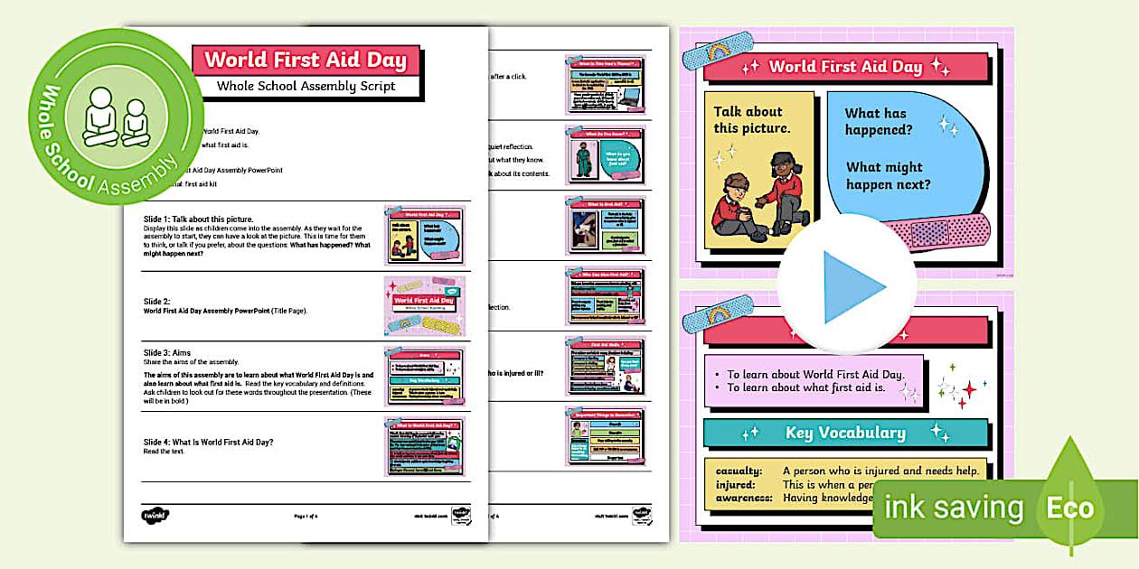 Whole School World First Aid Day Assembly Pack - Twinkl