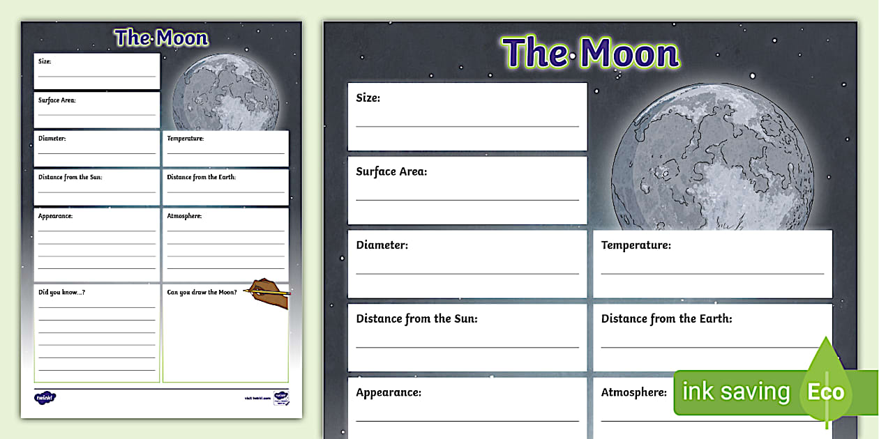 The Moon Fact File Template (teacher made) - Twinkl