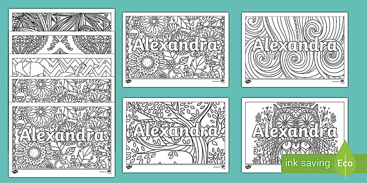 Alexandra Color In Alexandra Mindfulness Name Colouring Activity (teacher made)