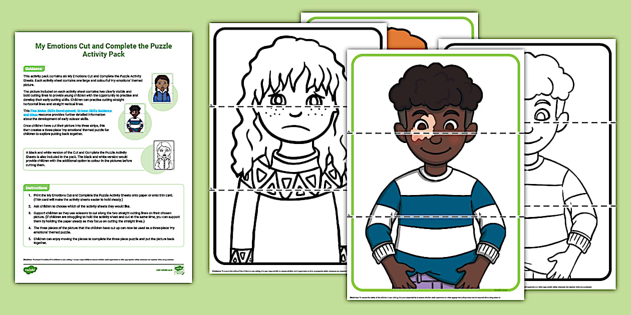 My Emotions Complete the Puzzle Cutting Skills Activity Pack