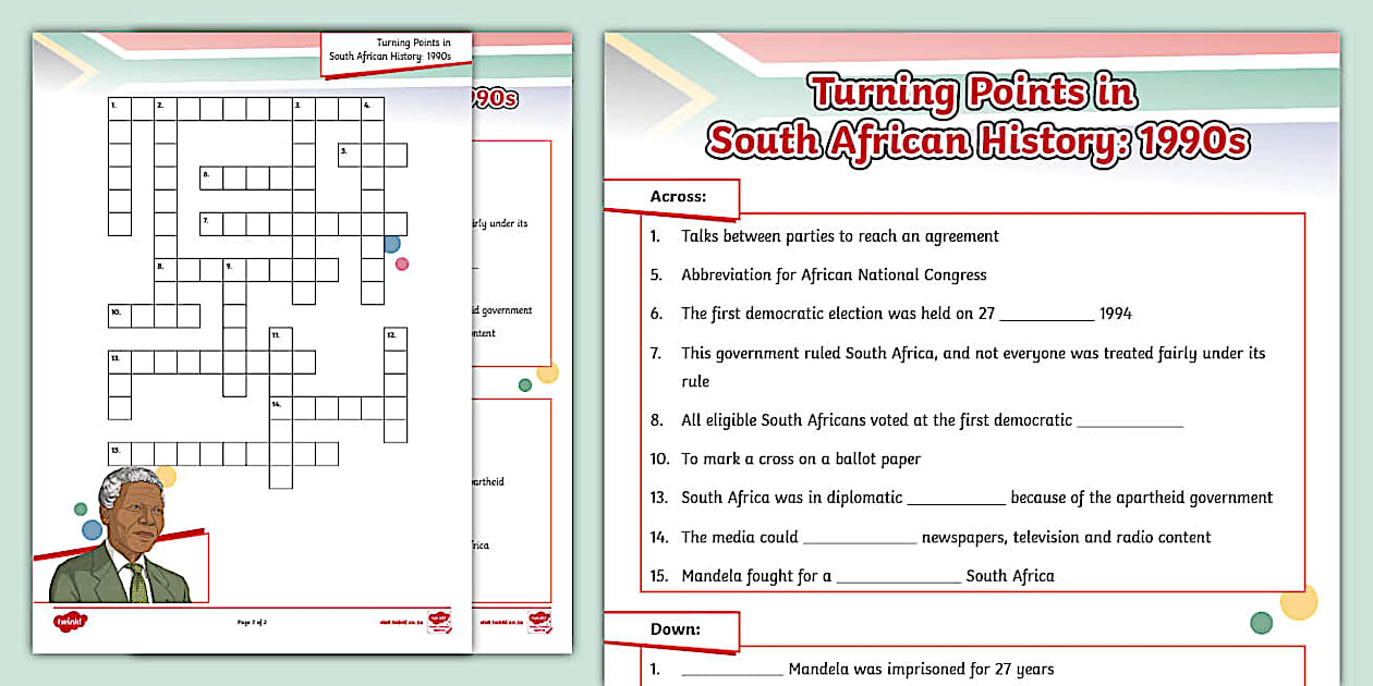 Turning Points in SA History: 1990s Crossword Puzzle