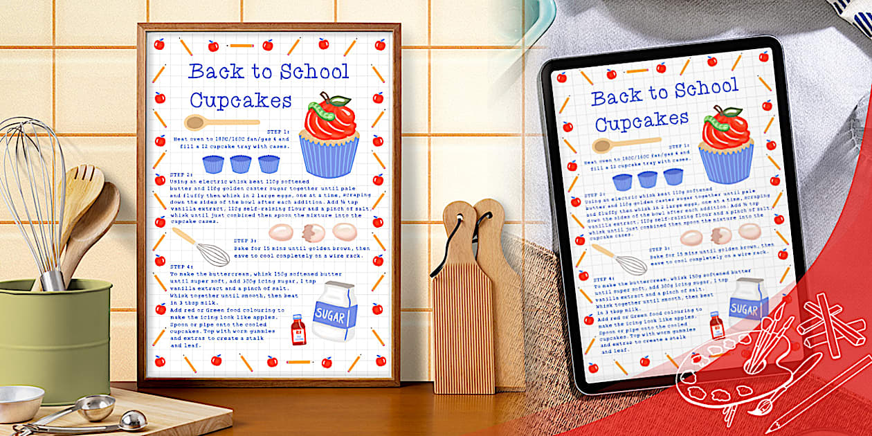 Back to School Cupcakes Recipe Poster | Twinkl Art Gallery