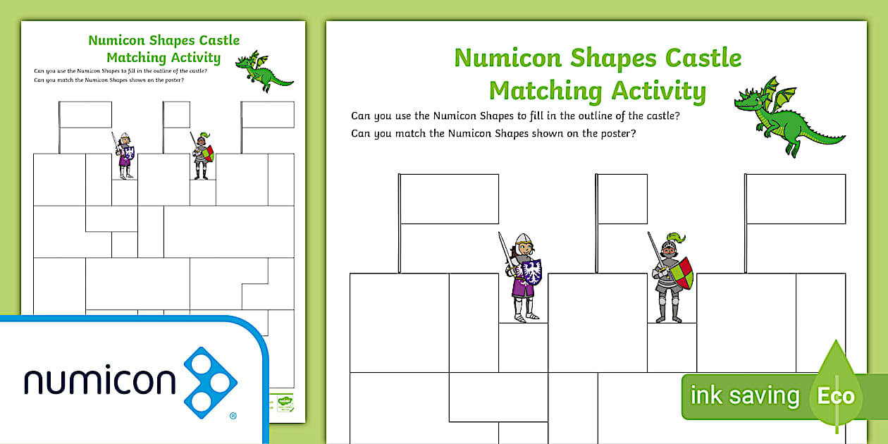 Numicon Shapes Castle Matching Activity (teacher made)