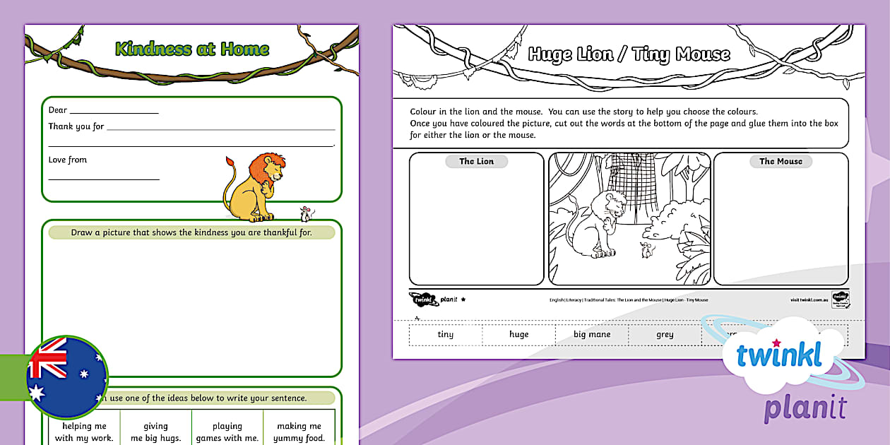Foundation The Lion and the Mouse Home Learning Tasks