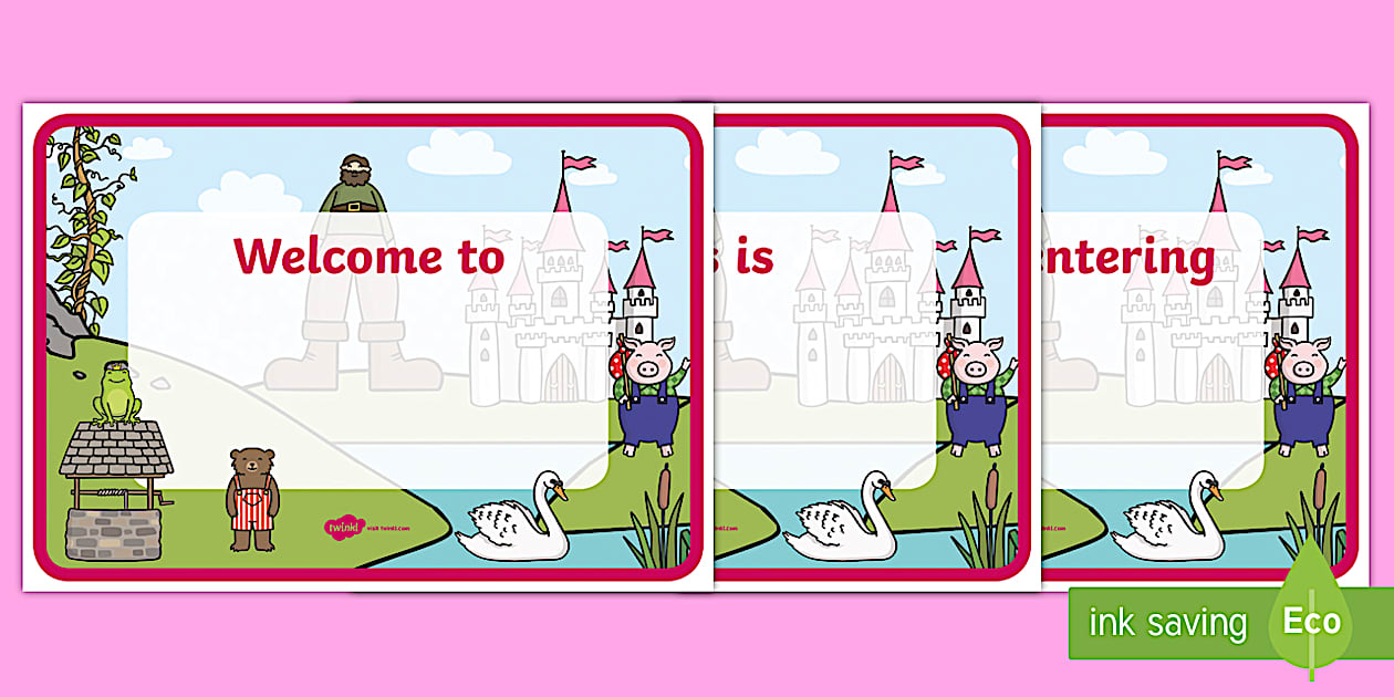 👉 Traditional Tales Themed Editable Class Welcome Door Signs