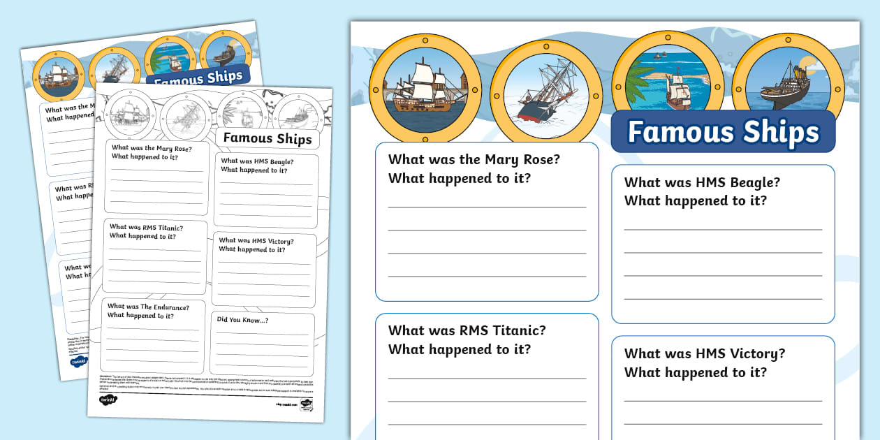 Famous Ships Fact File Template (professor feito) - Twinkl