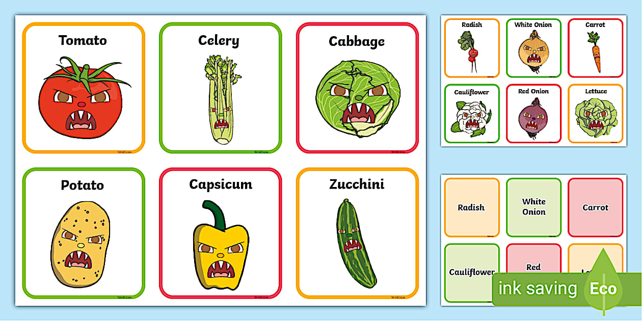 Angry Vegetable Cards - Matching Game - KS1 Activities