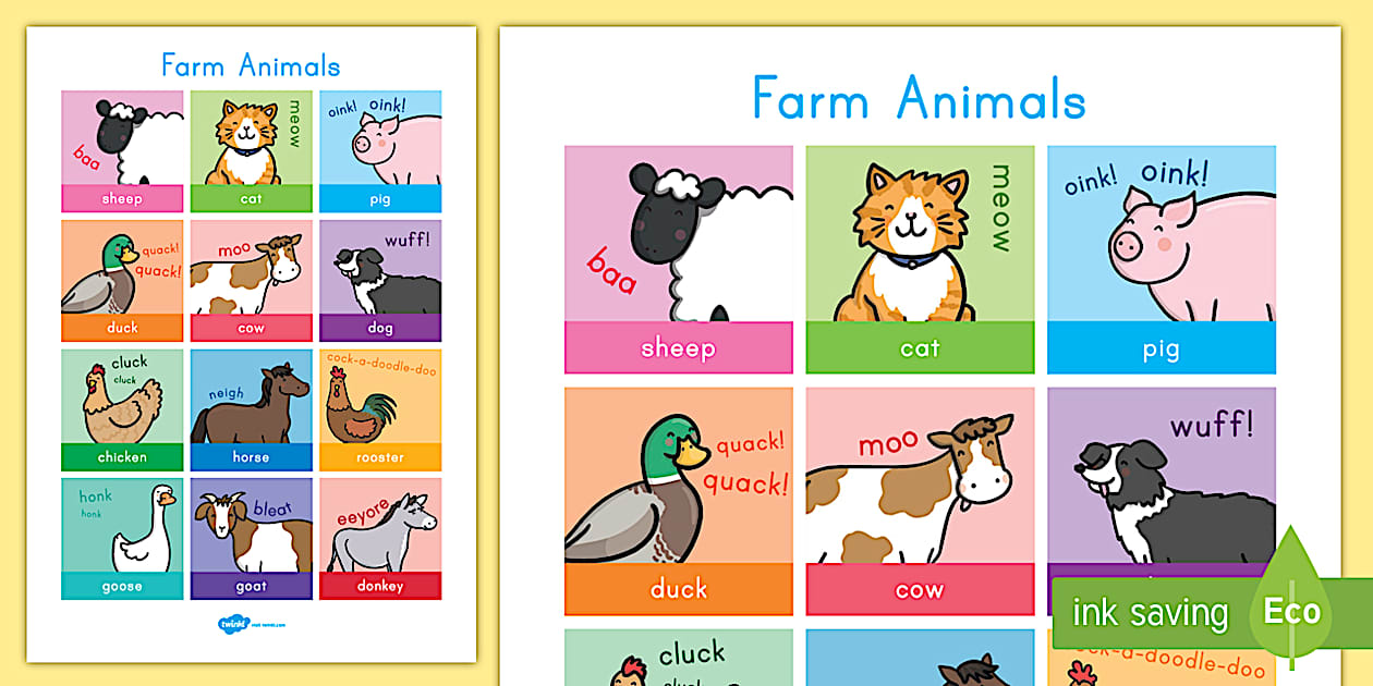 Poster : Les animaux de la ferme - Anglais LV (teacher made)