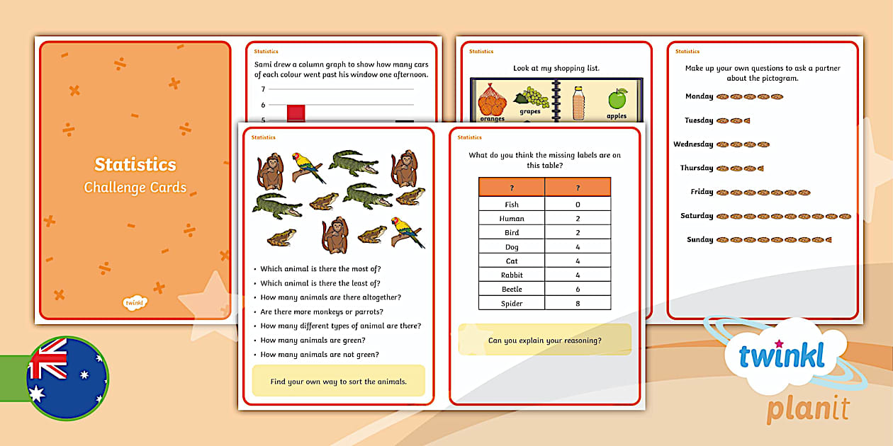 Year 2 Statistics Challenge Cards (teacher made) - Twinkl